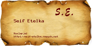 Seif Etelka névjegykártya